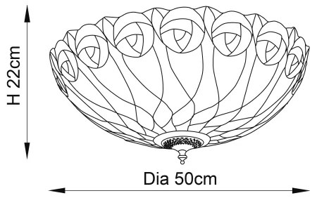 Endon 64173 - Tiffany HUTCHINSON mennyezeti lámpa 2xE27/60W/230V átm. 50 cm