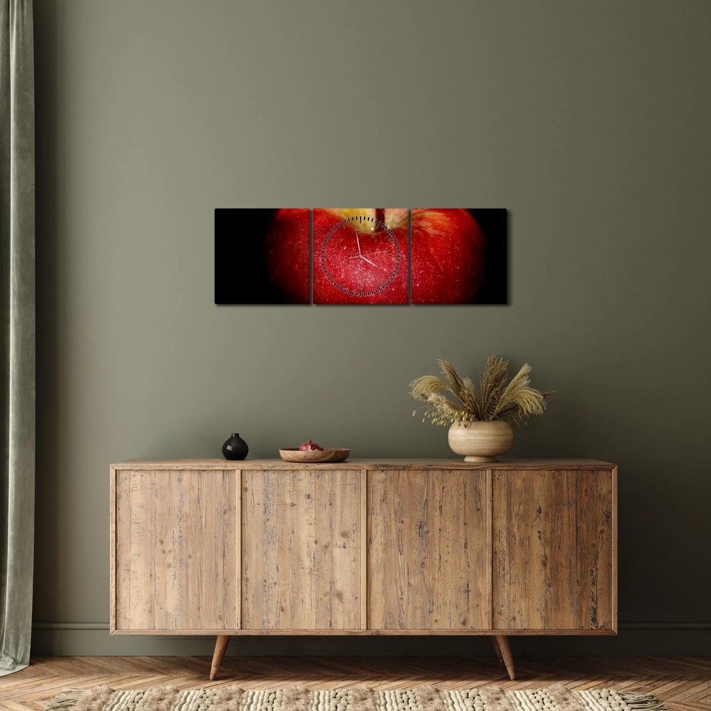Az alma képe és a fekete háttér (órával) (90x30 cm)