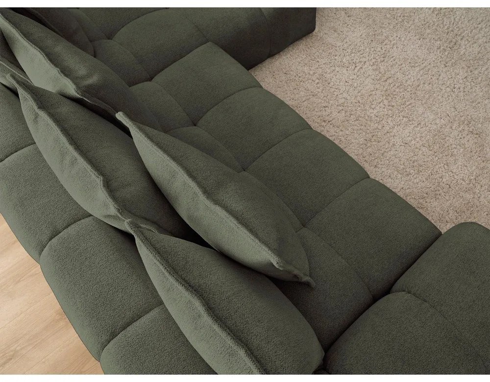 Zöld zsenília kinyitható-tárolóhelyes sarokkanapé (jobb oldali-heverő résszel) Everest – Bobochic Paris