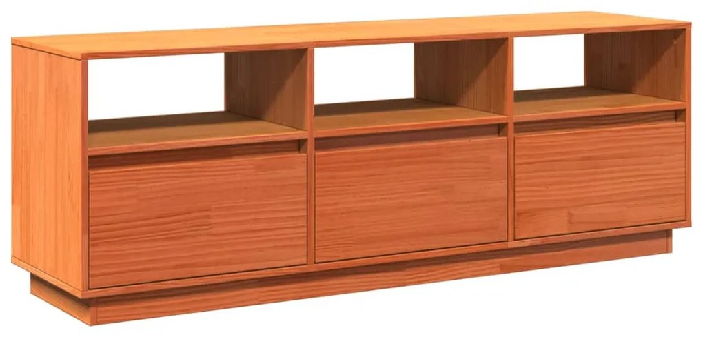 viaszbarna tömör fenyőfa TV-szekrény 140 x 37 x 50 cm