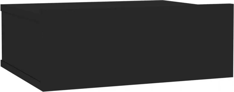 Magasfényű fekete forgácslap úszó éjjeliszekrény 40x30x15 cm