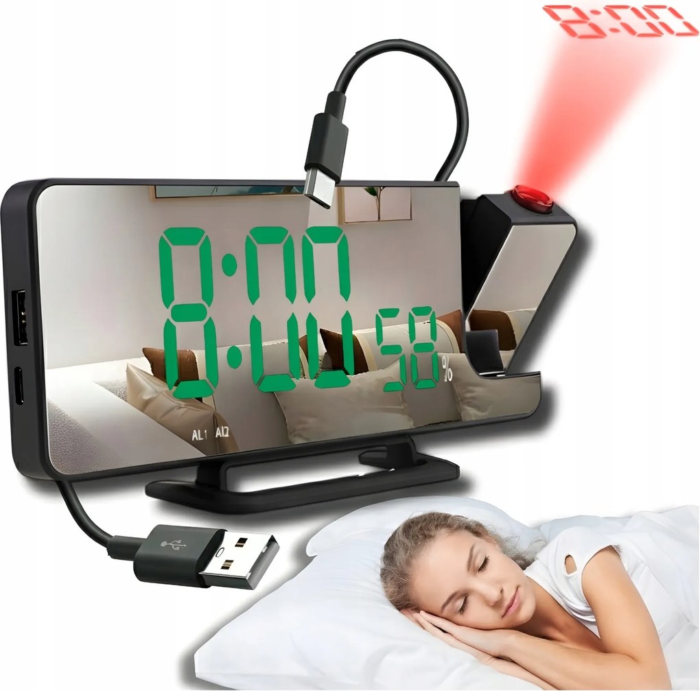 Ébresztőóra Elektronikus Óra Hangos Led Projektor Álló Digitális Dátum