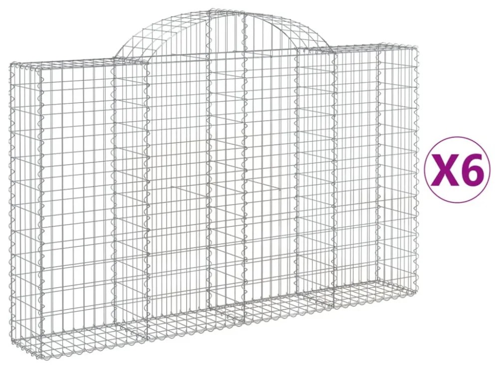 6 db íves horganyzott vas gabion kosár 200x30x120/140 cm