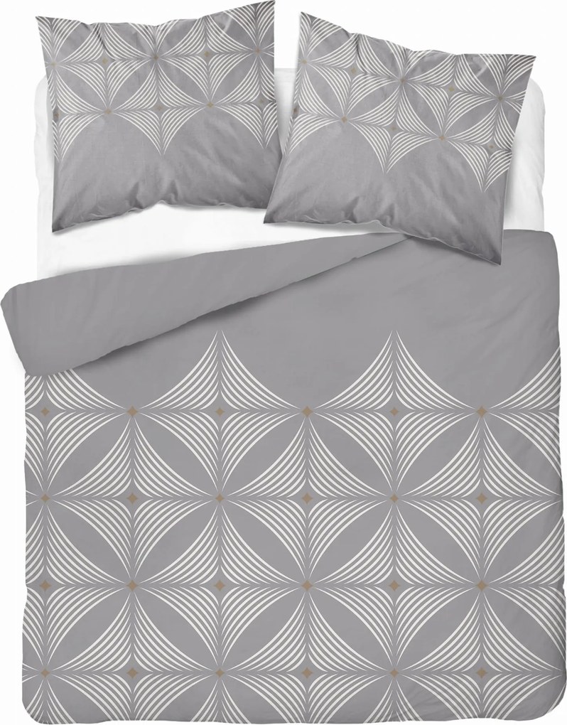 Szatén ágyneműhuzat 220x200 Geometrikus Hamu/Szürke