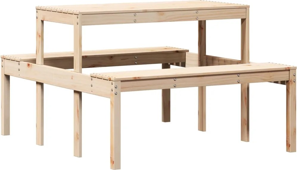 vidaXL tömör fenyőfa piknik asztal 110 x 134 x 75 cm