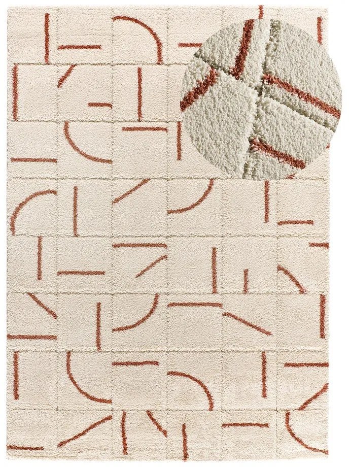 Téglavörös-krémszínű szőnyeg 80x150 cm Brenda – Universal