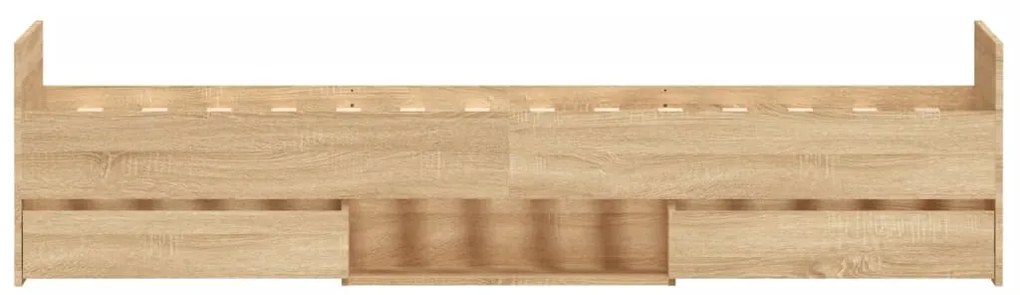 sonoma tölgy színű ágykeret fej- és lábtámlával 100 x 200 cm