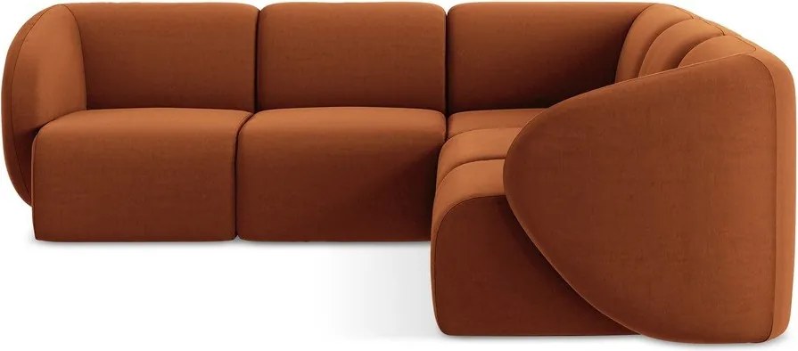 Terrakotta színű bársony sarokkanapé Lani – Makamii