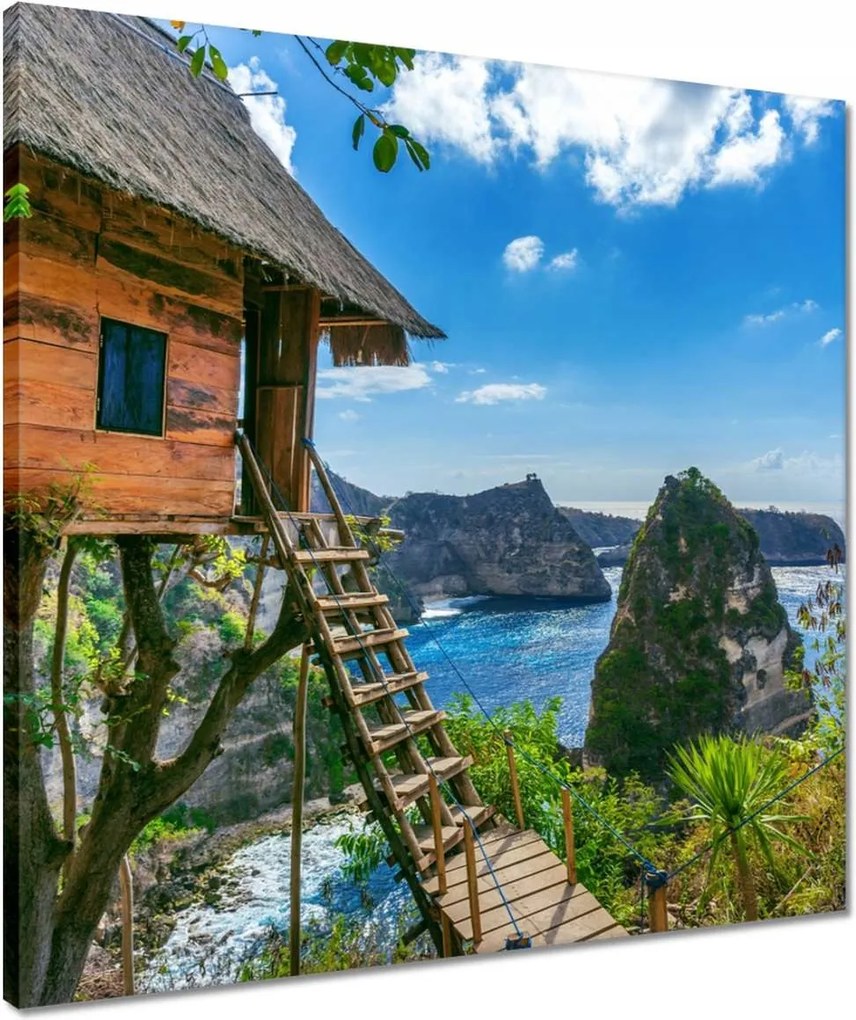 Vászonkép 50x50 Faház Tenger