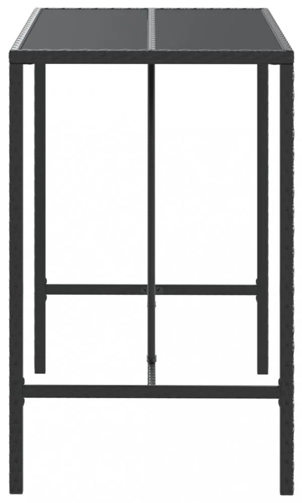 fekete polyrattan üveglapos bárasztal 110 x 70 x 110 cm