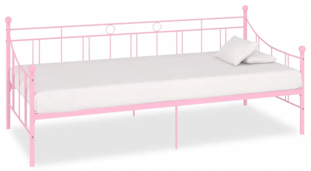 rózsaszín fém kanapéágy-keret 90 x 200 cm