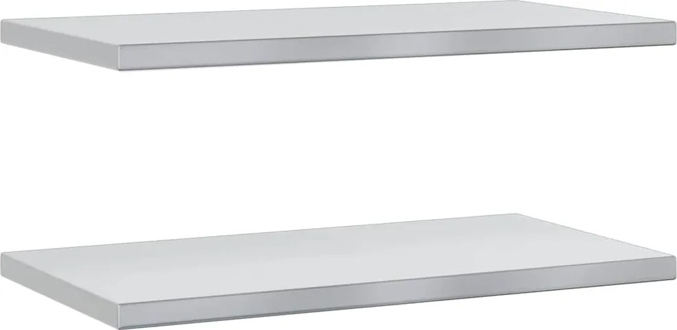 vidaXL 2 db ezüstszínű rozsdamentes acél fali polc 75 x 40 x 3 cm