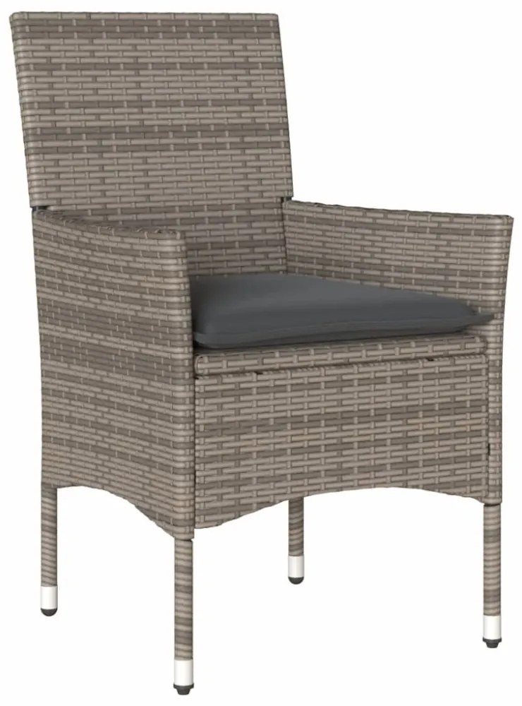 7 részes szürke polyrattan/üveg kerti étkezőgarnitúra párnával