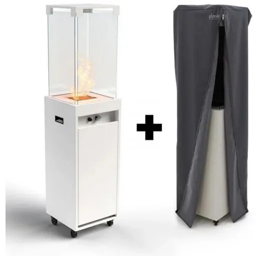 Planika Faro GAS - Kültéri gáz kandalló 142x36 cm 8kW fehér + védőborítás