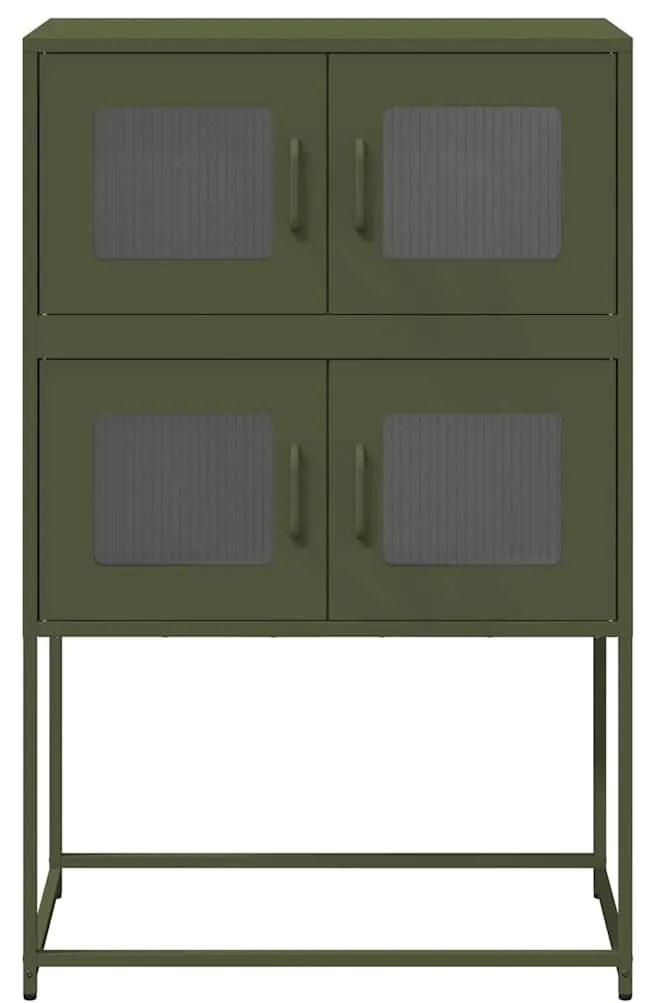 Highboard olívazöld 68x39x107 cm Acél