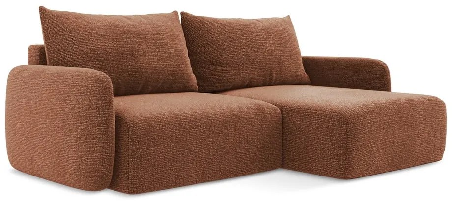 Téglavörös kinyitható-tárolóhelyes sarokkanapé (jobb oldali) Kalena – Makamii