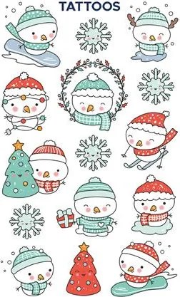 Matrica, tetoválás, 1 ív, 76x120 mm, AVERY ZWECKFORM, Z-Design No.54152, hóember (AY54152)