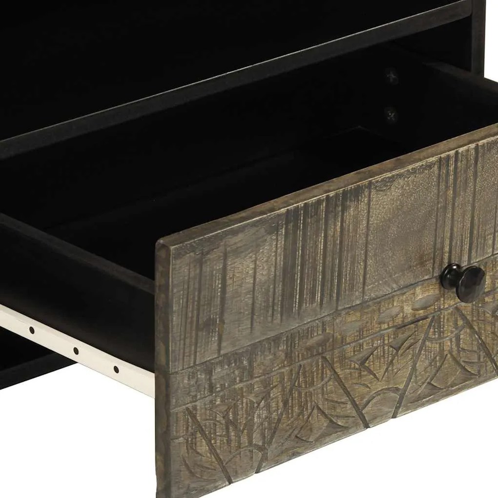 fekete tömör mangófa TV-szekrény 80 x 33 x 46 cm
