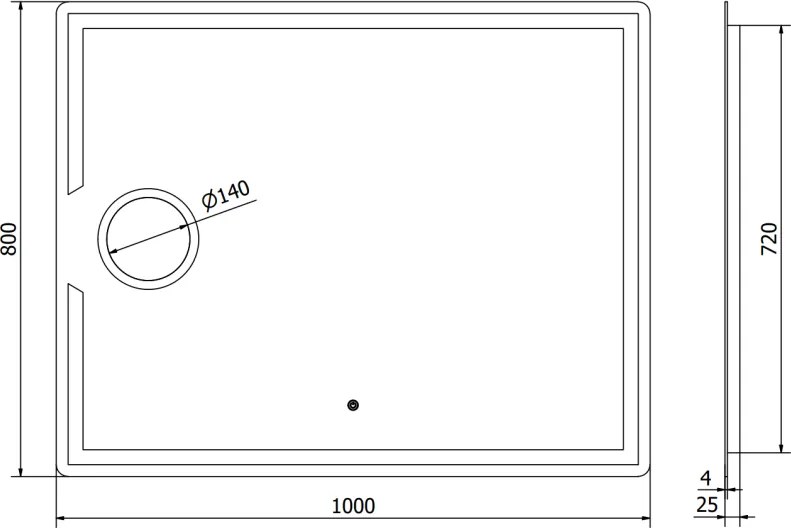 Mexen Onyx, LED fürdoszobai tükör háttérvilágítással és kozmetikai tükörrel 100x80 cm, 6000K, páramentesíto, 9813-100-080-611-00