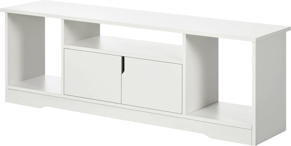 HOMCOM Televíziós Állvány 42"-ig Terjedő TV-khez, Modern Televíziós Állvány Dupla Ajtós Szekrénnyel és 3 Nyitott Kiszolgálóhellyel 120x30x41cm Fehér |
