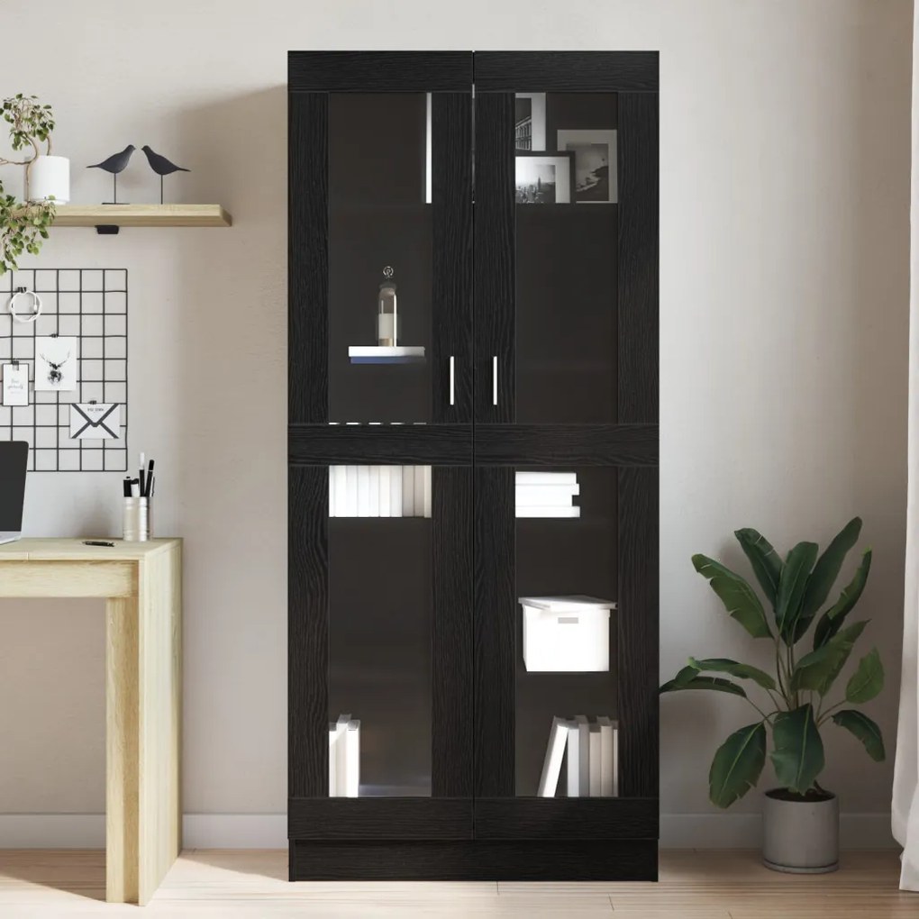 Könyvespolcok 2 db Fekete tölgyből 82,5x30,5x185 cm Műszaki fa
