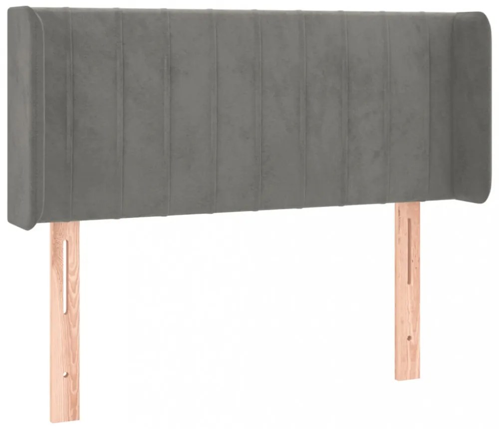 világosszürke bársony LED-es fejtámla 93 x 16 x 78/88 cm