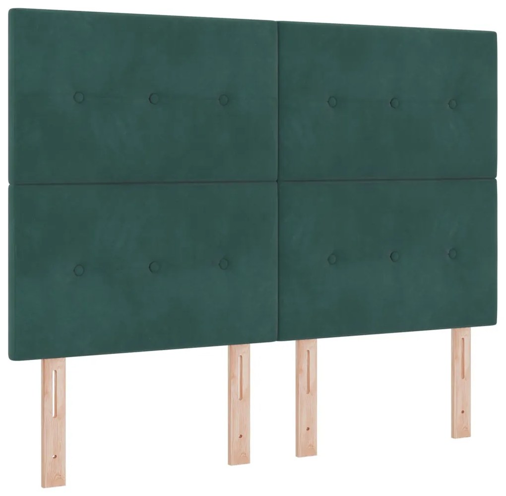 Boxspring Ágy Matraccal Sötét Zöld 140x200 cm Bársony