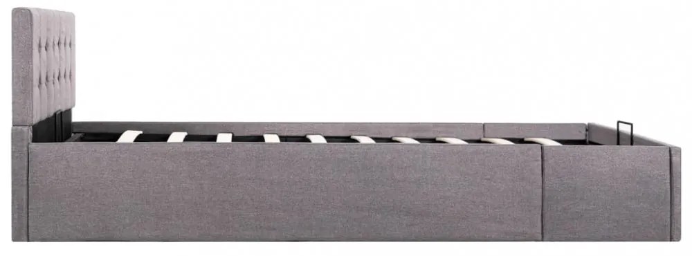 tópszínű szövet ágykeret hidraulikus tárolóval 120 x 200 cm