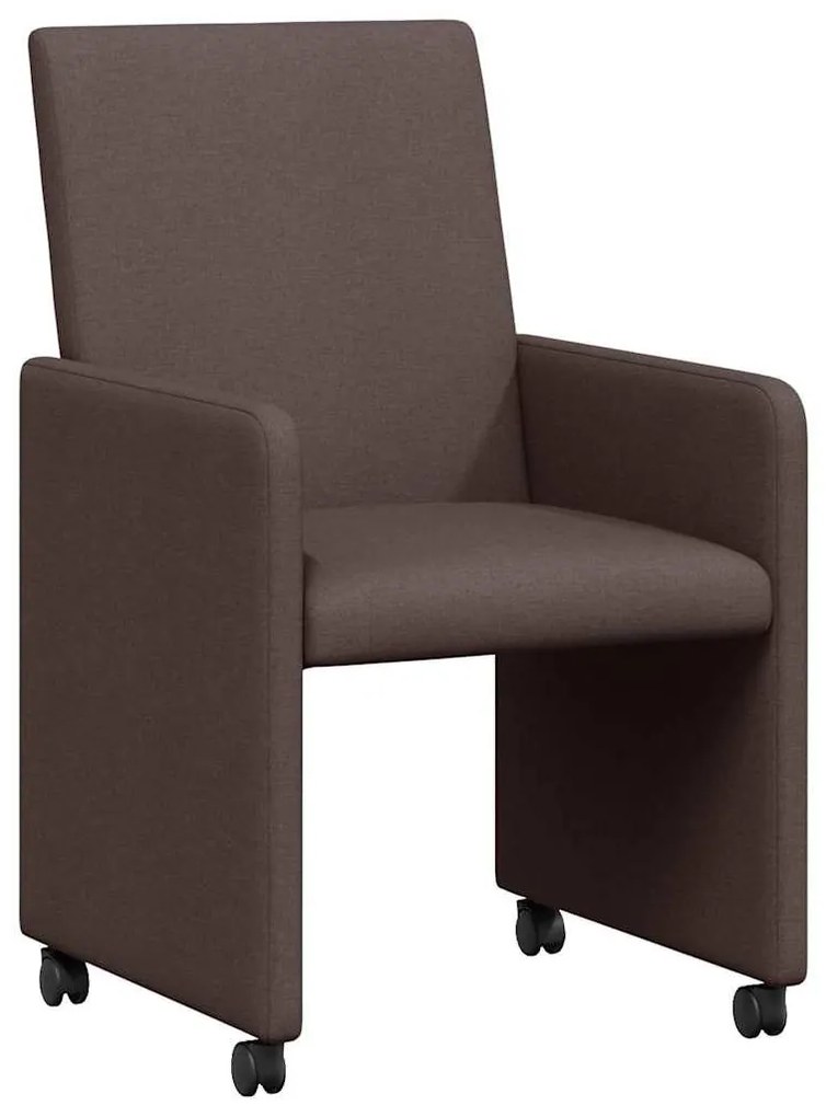 Étkező Székek kerékkel 2 pcs sötétbarna 57 x 66 x 94 cm szövet