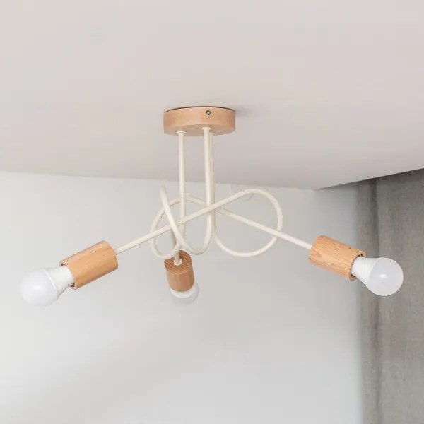 Felületre szerelt csillár OXFORD 3xE27/15W/230V fenyő/krémszínű
