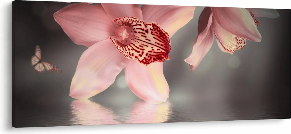Kép - Virágok és pillangó (120x50 cm)
