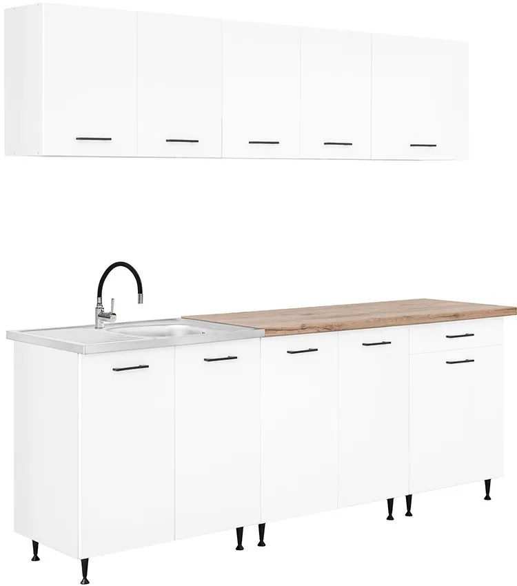 Primo 220 konyhabútor fehér, charlestone tölgy munkalappal