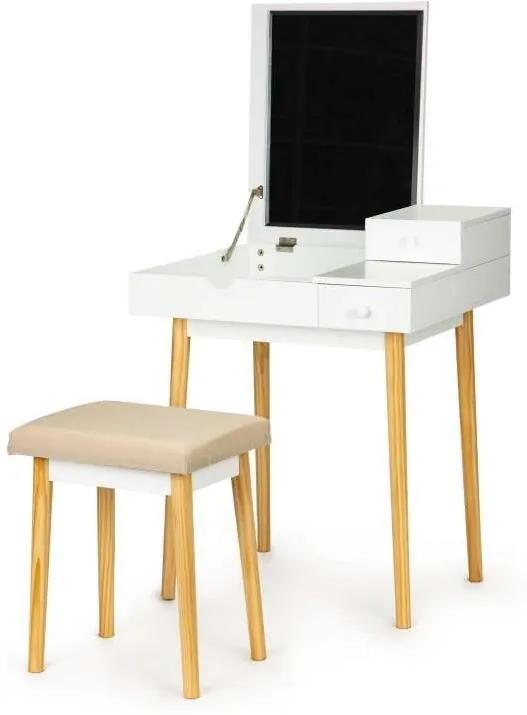 ModernHOME multifunkciós Fésülködő- és íróasztal + szék - fehér-bézs