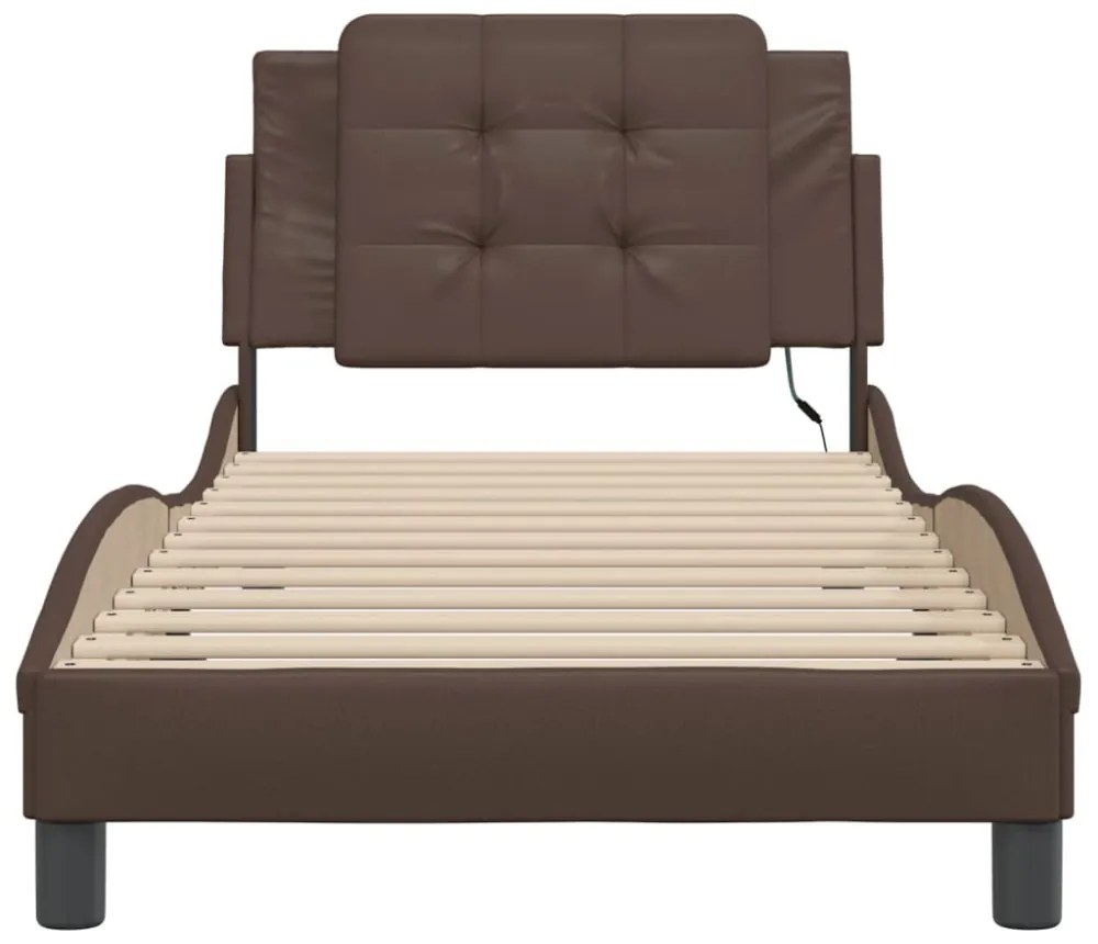 barna ágykeret LED-ekkel matrac nélkül Zadar 90 x 200 cm