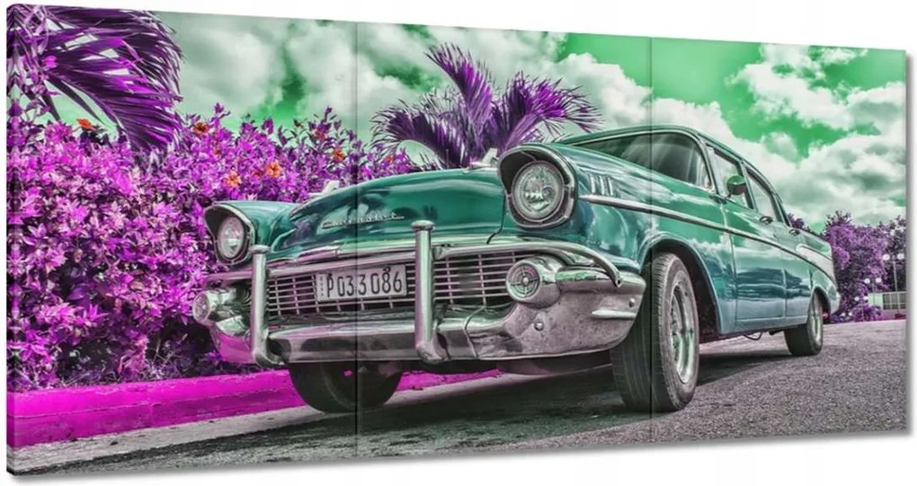 Vászonkép 60x30 Klasszikus autó türkizkékben