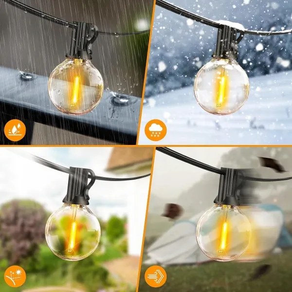 LED kültéri díszfüzér 36xE12/1W/230V 22,35 m IP65 fekete