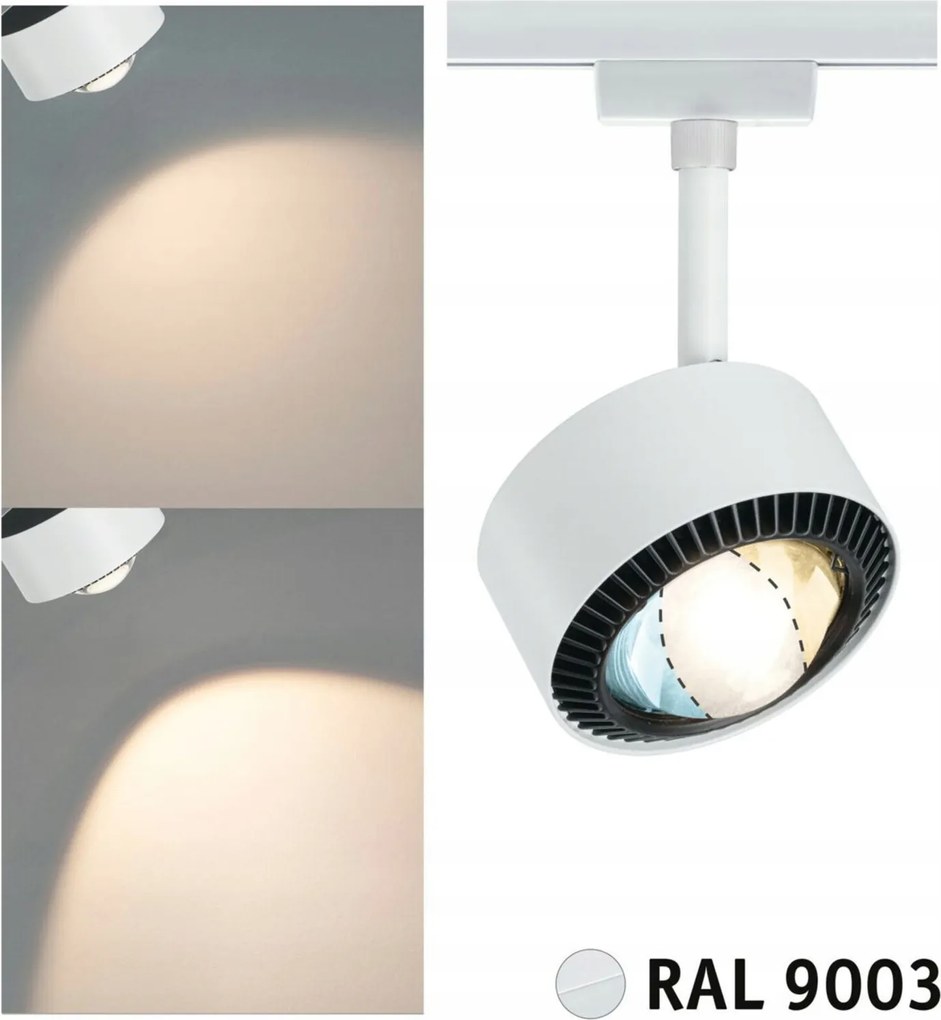 Paulmann URail Led sínre szerelhető spotlámpa Aldan 8W Cct 230V fehér Ral 9003