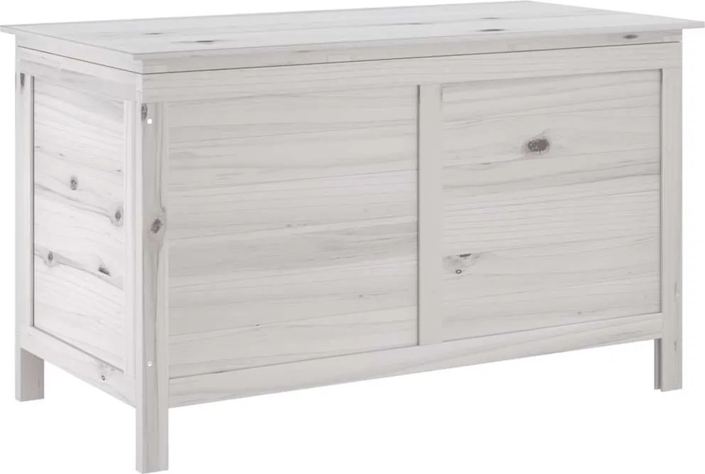 vidaXL fehér tömör fenyőfa kerti tárolóláda 99 x 49,5 x 58,5 cm