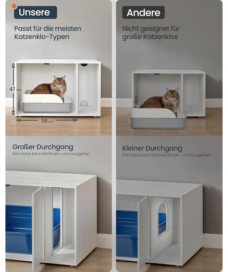 SONGMICS macskaalom-szekrény hófehér színben