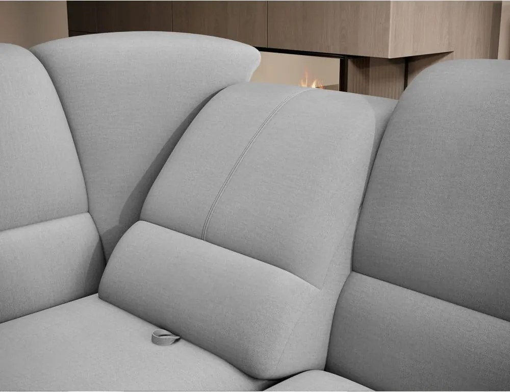 Szürke bársony kinyitható-tárolóhelyes sarokkanapé (bal oldali-L alakú) Siber – ELTAP