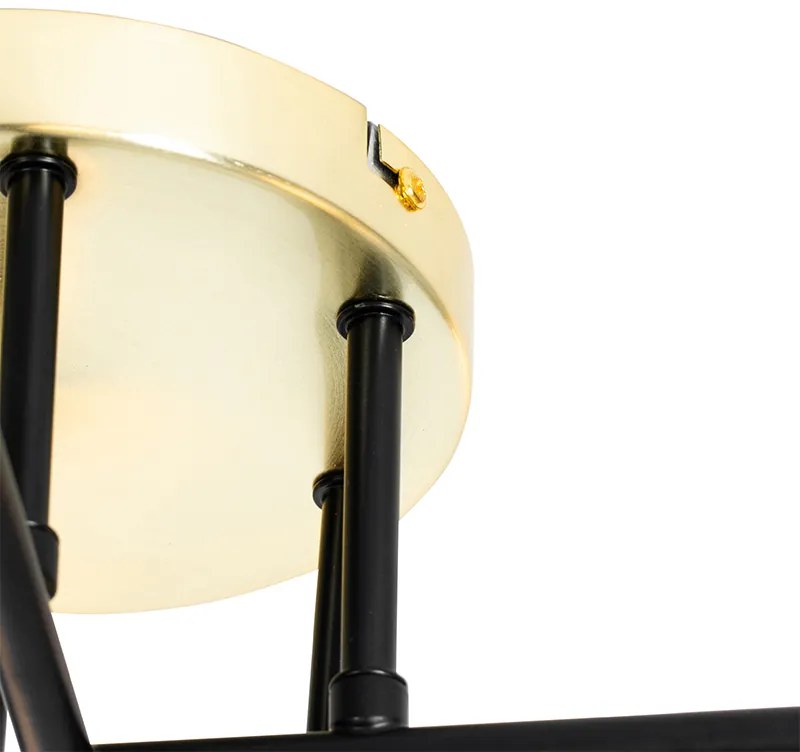 Mennyezeti lámpa fekete arannyal és opál üveggel 6 lámpás - Lynn