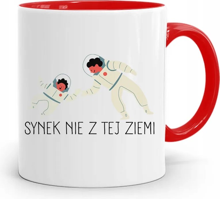 Piros Bögre Ajándék Fiúnak Nem Ebből A Földből, fényképes nyomattal