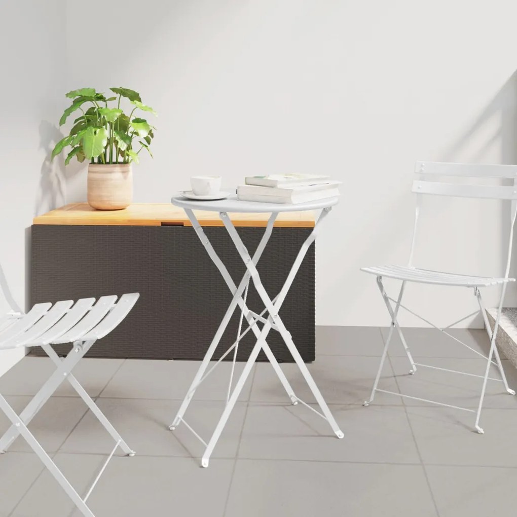 Összecsukható Bisztróasztal Fehér Ø50x71 cm Porbevonatos Acél