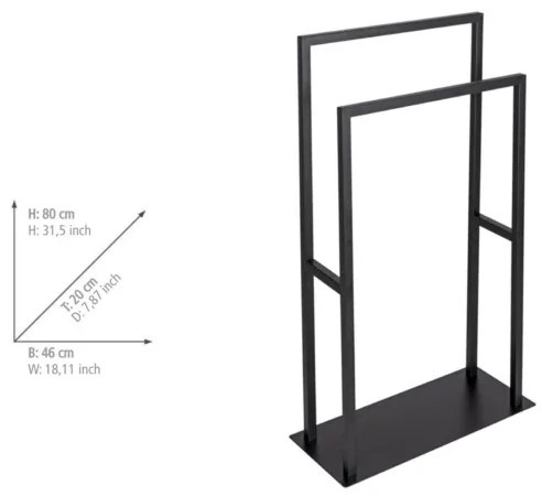 WENKO 26056100 - Törölközőállvány RIVALTA 46x80 cm rozsdamentes acél/fekete