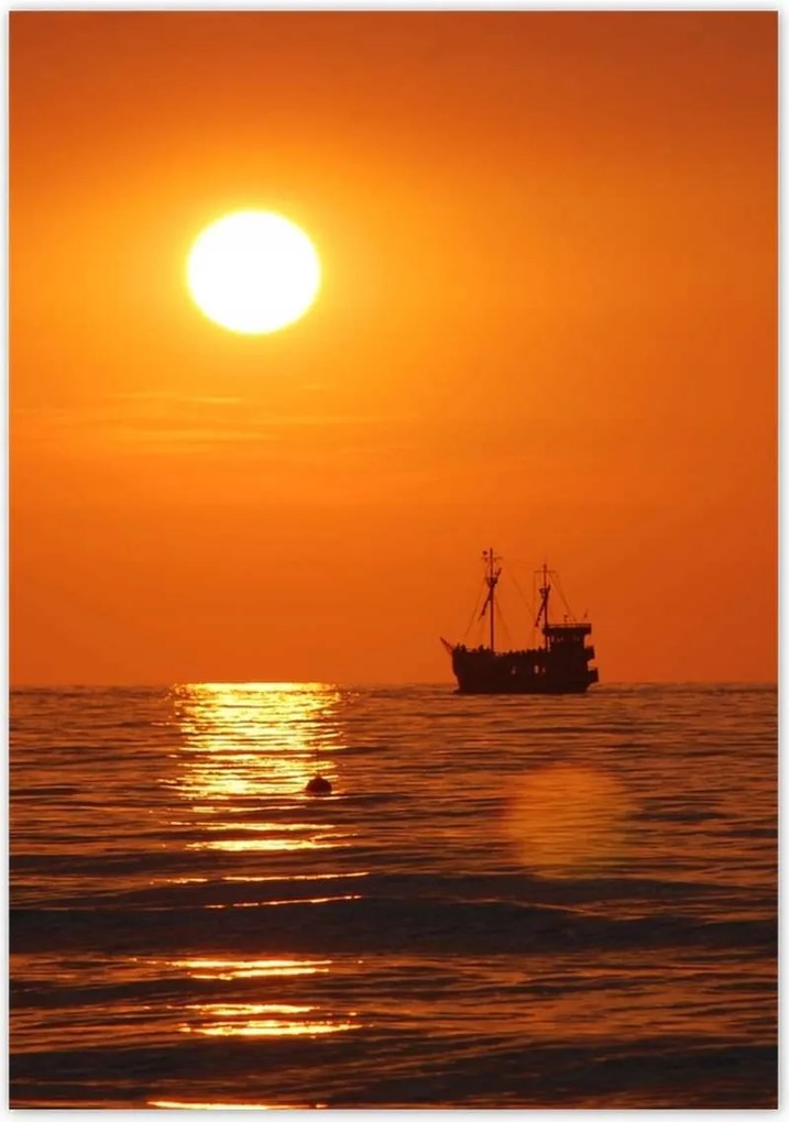 Poszterek 70x100 Naplemente hajóval