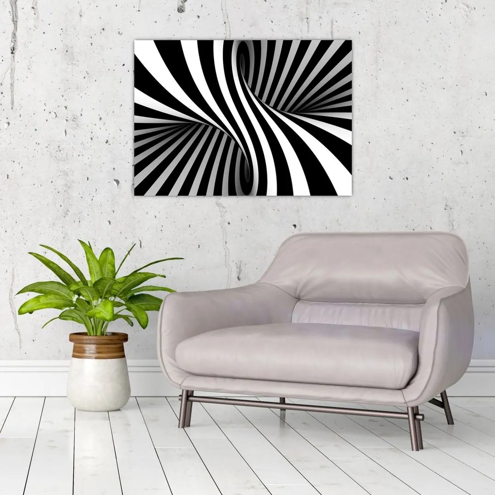 Absztrakt kép zebra csíkokkal (üvegen) (70x50 cm)