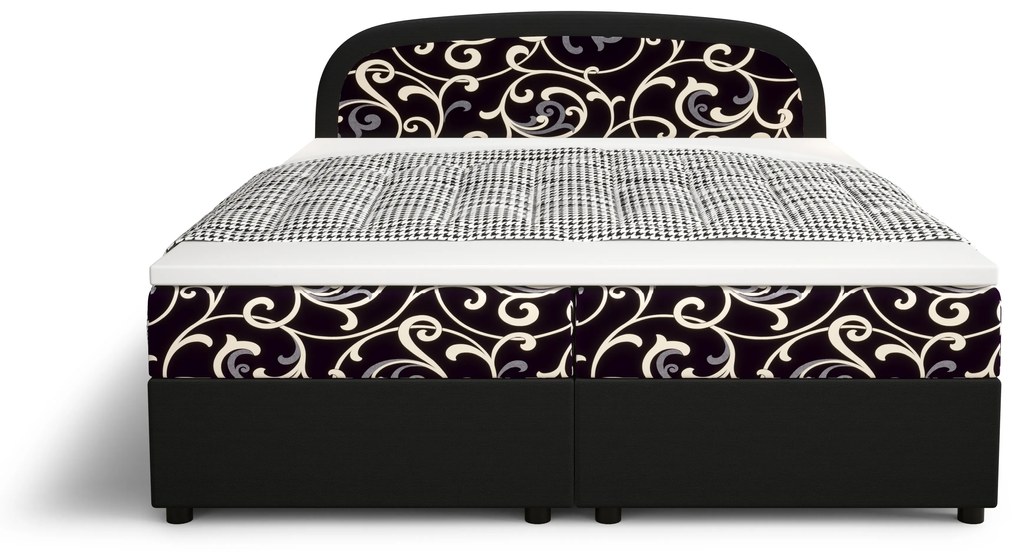 Franciaágy  Boxspring 180 cm Brick (fekete + hullám minta) (matraccal és tárolóhellyel). 1046409