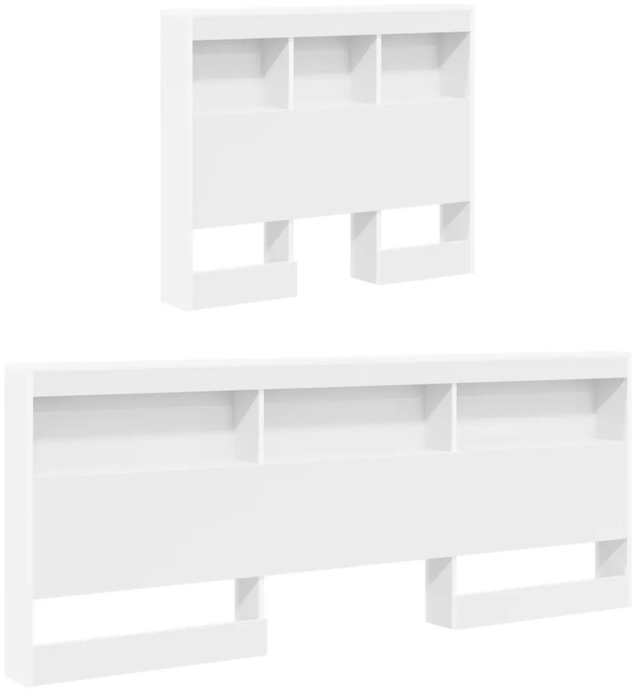 vidaXL Könyvespolcos Ágy fejtámlával Fehér 100 x 200 cm Faanyag