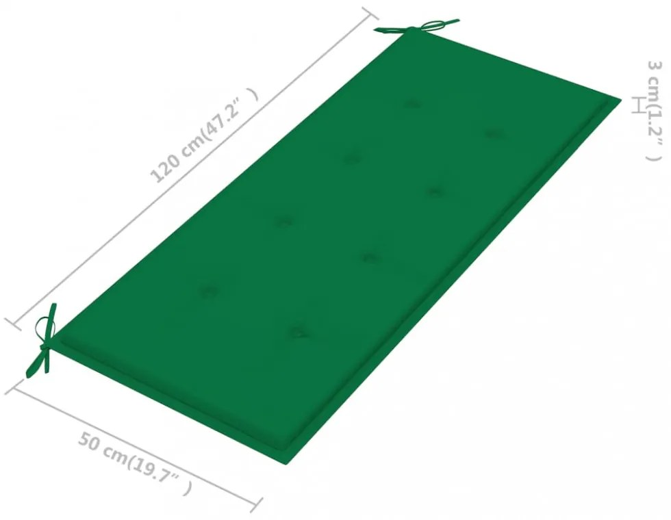 tömör tíkfa Batavia pad zöld párnával 120 cm