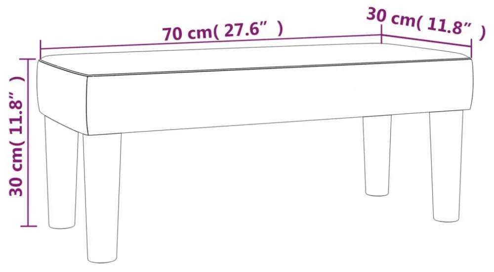 fehér műbőr pad 70 x 30 x 30 cm